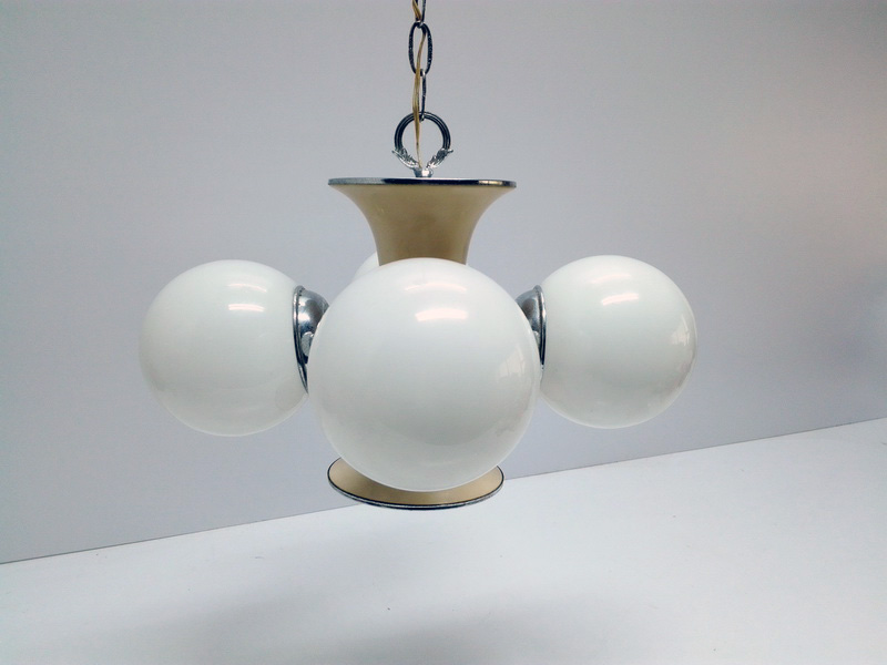 lampara techo 4esferas o13 cristal metal rosca e14 alt 68 o42 1u